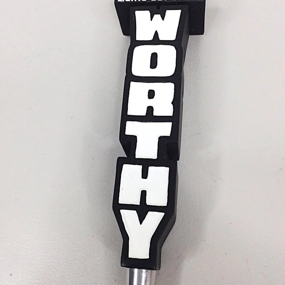 Worthy Brewing Lights Out Stout Tap Handle Craft Beer Bend Oregon Hops Pull Pour